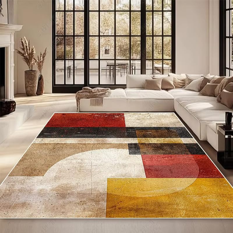 Alfombra moderna grande con diseño geométrico antideslizante para pasillo y sofá