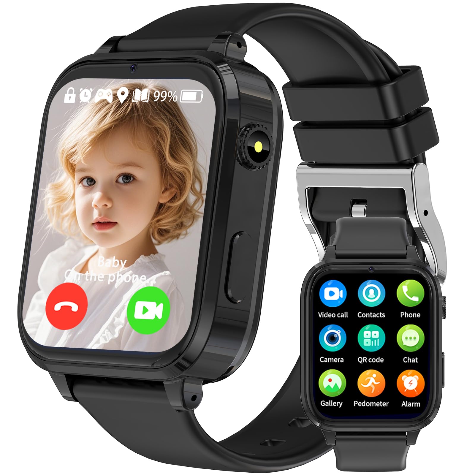 clleylise 4G Reloj Inteligente NiƱo, Reloj Inteligente NiƱa, Smartwatch GPS para niƱos, Videollamada, IP68 Resistente, Voz, Llamada SOS, Juego, Regalos para niƱos y niƱas de 4 a 16 (Black 4g)