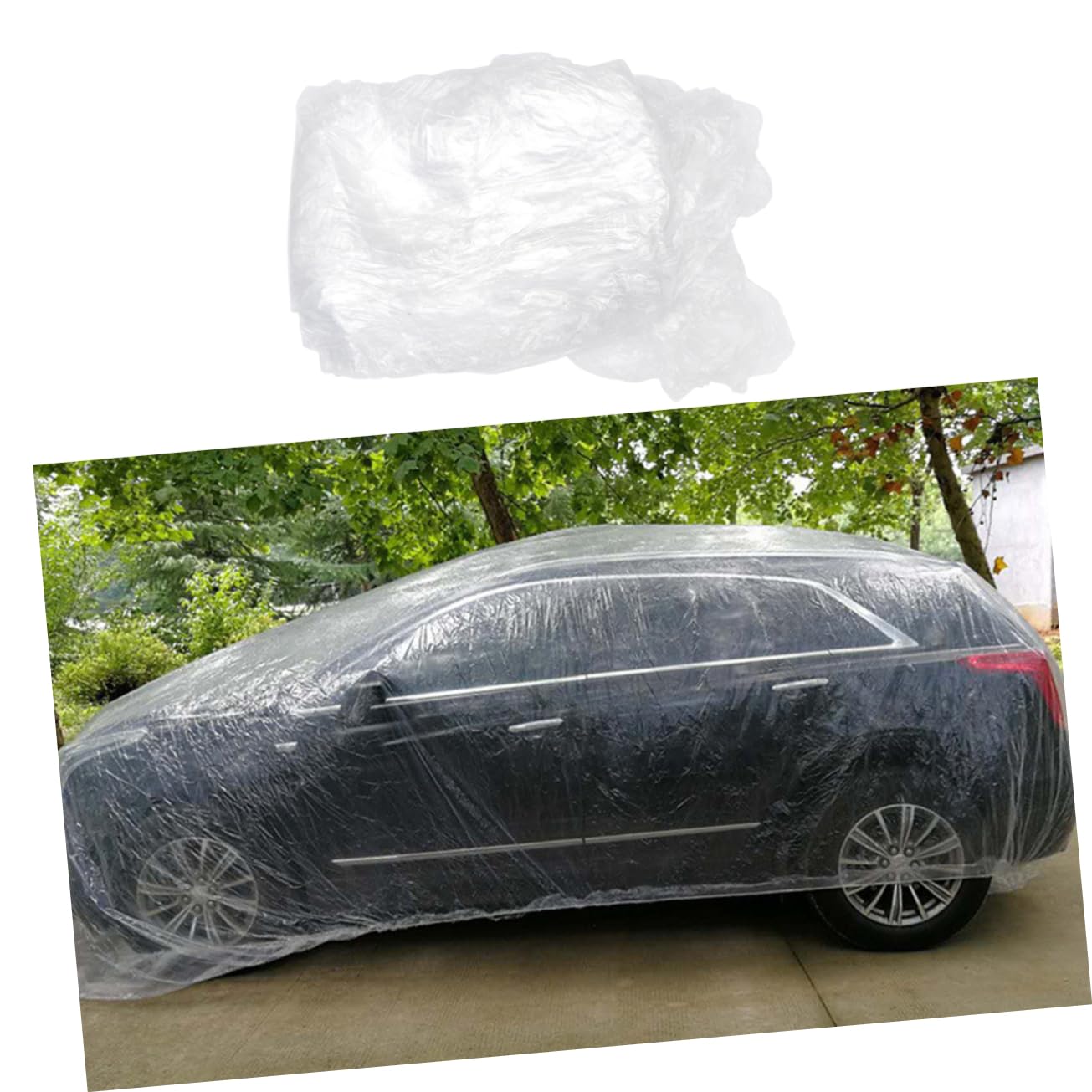 MUCKLILY Disposible Car Cover Thickened Windproof Sunscreen Rainproof Dustproof Soft on Car Quick Install Remove Size Ll — view 8