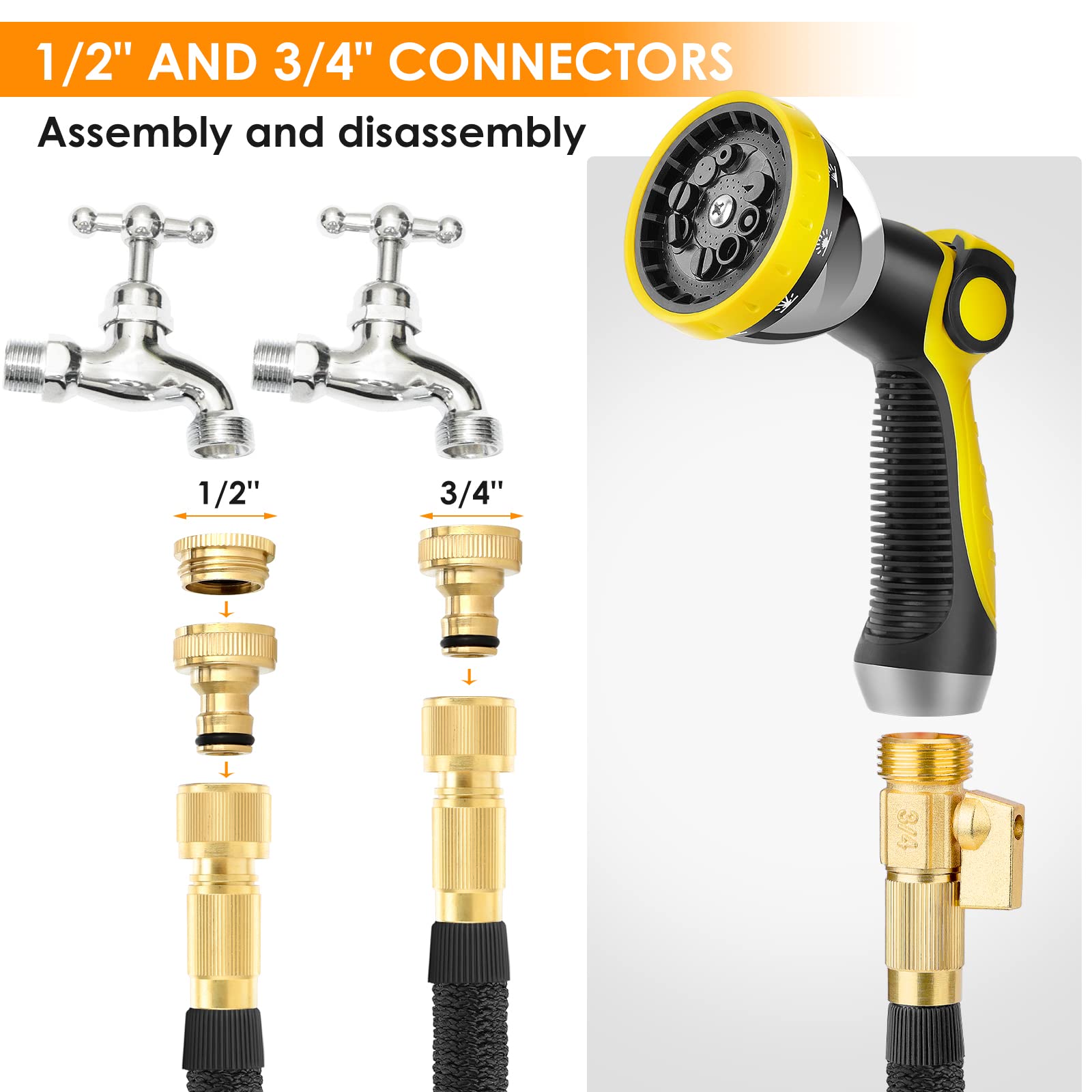 Tuyau D'arrosage Extensible De 30,5 M, Tuyau D'arrosage Flexible Sans