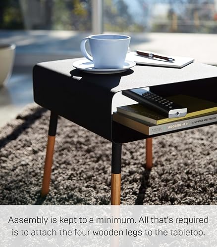 Miniatura 6 de Yamazaki Home Mesa auxiliar lisa con estante de almacenamiento abierto, acento rectangular que ahorra espacio, sala de estar, dormitorio, sofá, mesa