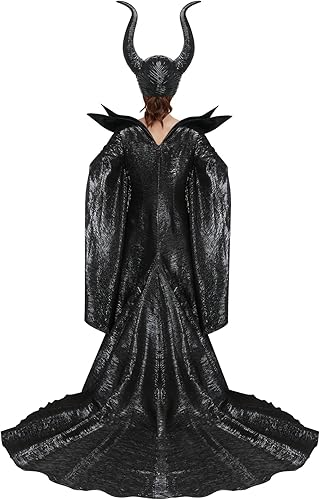 Miniatura 3 de FOTOLARE Bata de cosplay de hada de reina para mujer, vestido negro de elfo, disfraz de bruja oscura, disfraz de hechicera de Halloween