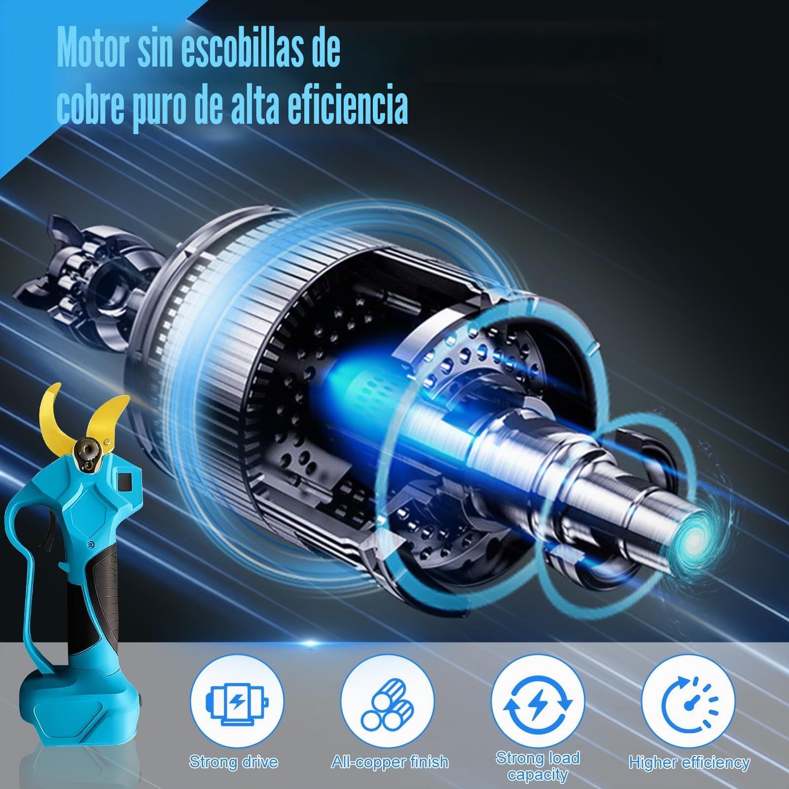 Tijeras de Podar Eléctricas Compatible con Makita,Diámetro Máximo de Corte 65 mm, Progresivo Tijeras de Podar con Motor Brushless para Jardinería, Árboles Frutales, Viñedos(Sin Cargador de Batería)
