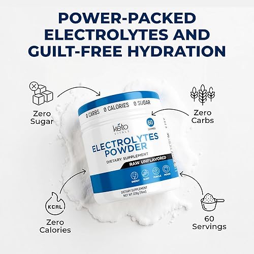 Miniatura 4 de Keto Vitals Polvo de electrolitos sin sabor  Electrolitos sin azúcar para ayuno, Keto e hidratación  Sin azúcar, sin sabor  Tina de electrolitos sin