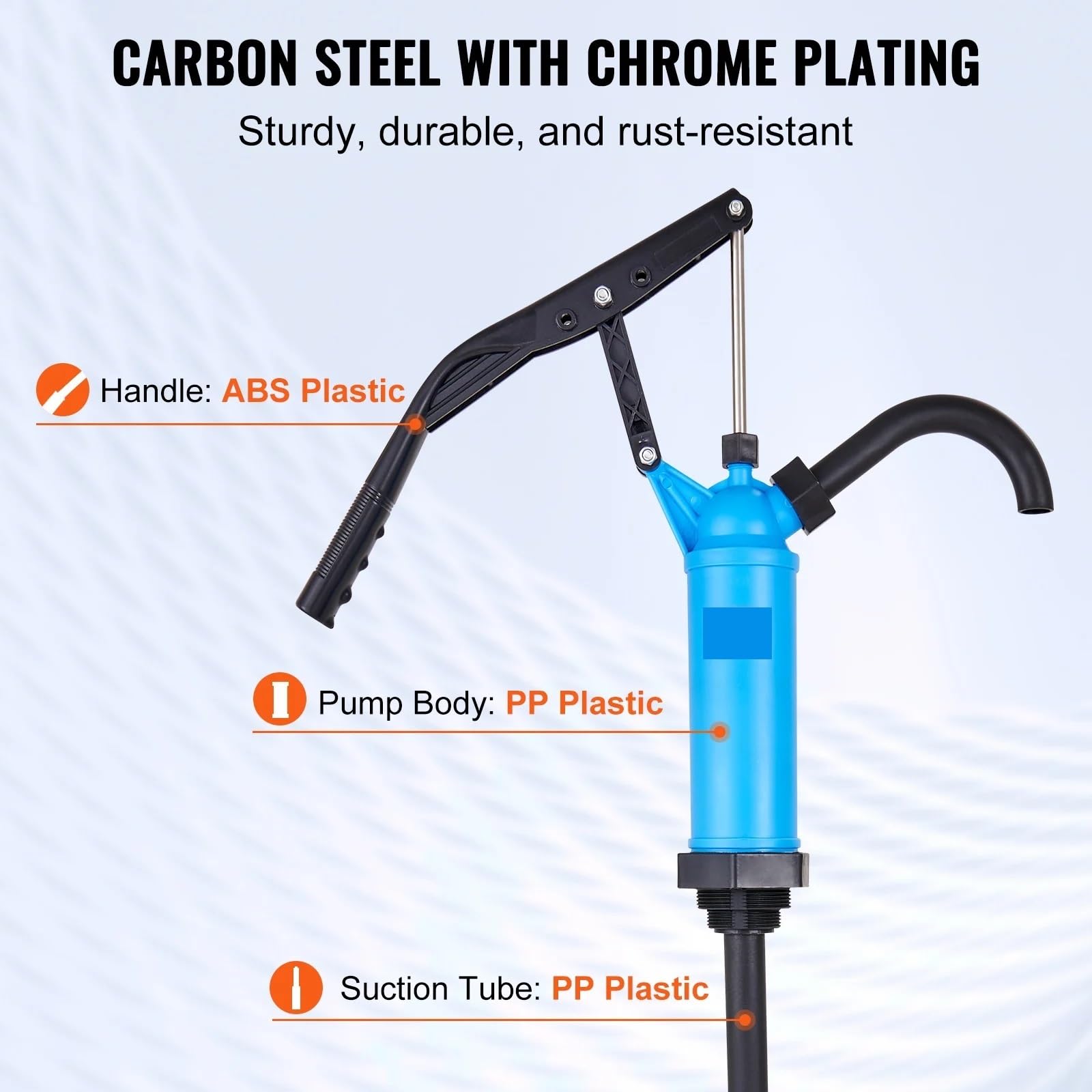 Bomba de tambor, 9.5/10 oz por carrera, bomba de barril de acción de palanca, compatible con tambores de 5 a 55 galones, operación manual,Bomba de palanca para uso intensivo