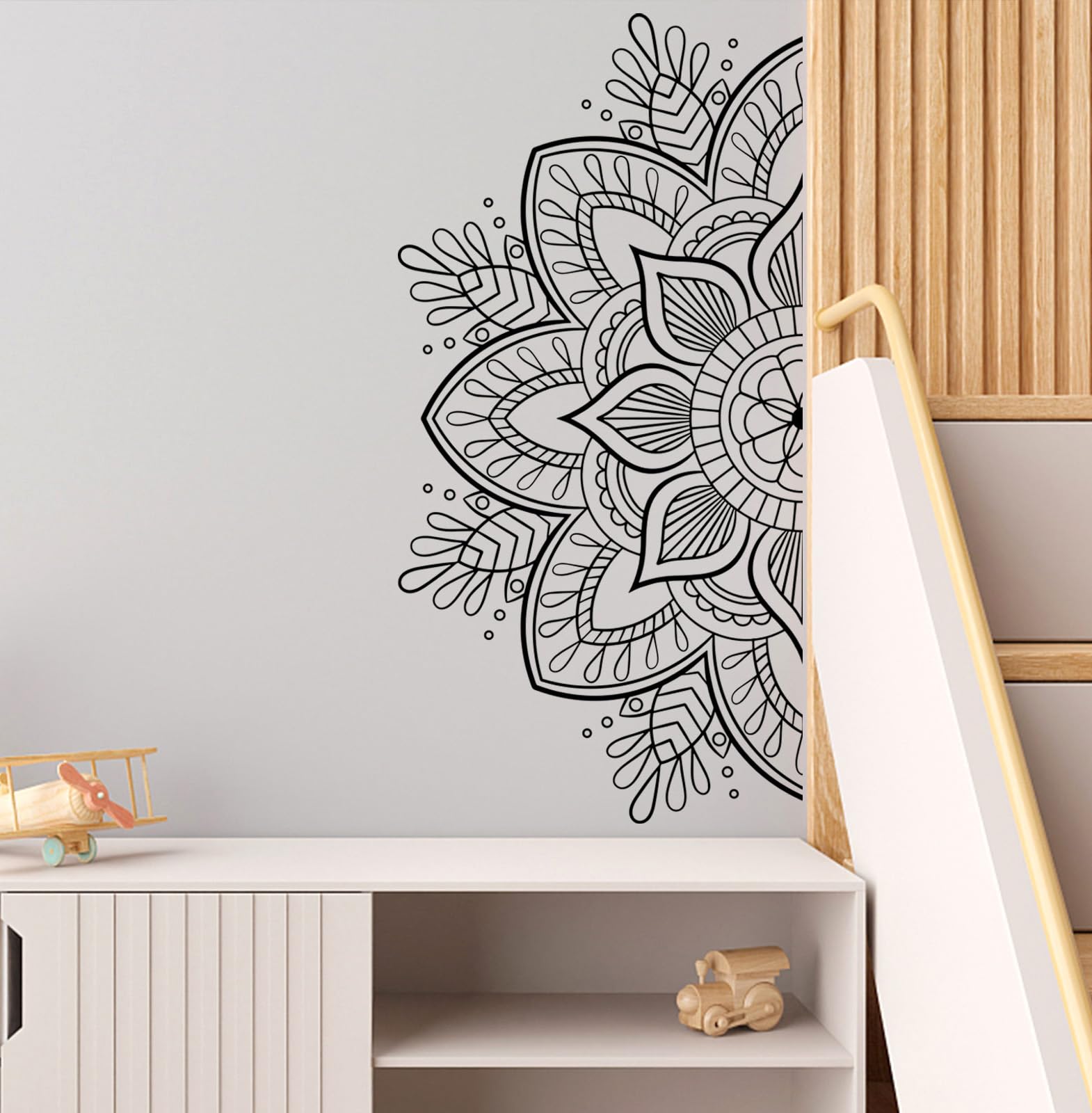 iinuu Mandala Wall Decal Peel and Stick Half Mandala Wall Stickers Lotus Mandala Decals for Walls Flower Wall Sticker Removable Wall Decals for Bedroom Living Room Yoga Studio Decor