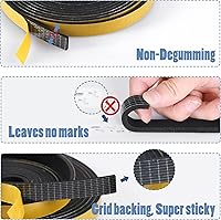 Vista 3 de Cinta aislante de espuma autoadhesiva de 33 pies - 12 pulgada de ancho x 18 pulgadas en T autoadhesiva negra para puerta, sello de ventana, tira