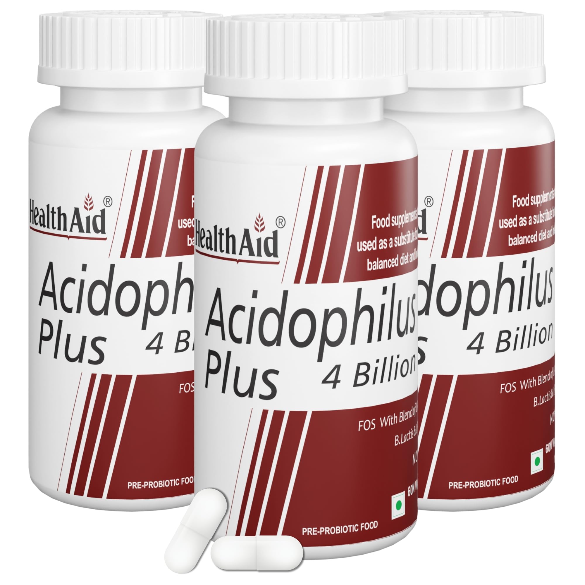 HealthAid Acidophilous Plus 4 Billion Gut Health Supplements | Clinically Researched Prebiotics & Probiotics for Gut Health | Digestive Enzymes Supplement | 60 Veg Capsules (Pack of 3) (B0CG6F2S7V) Amazon Price History, Amazon Price Tracker