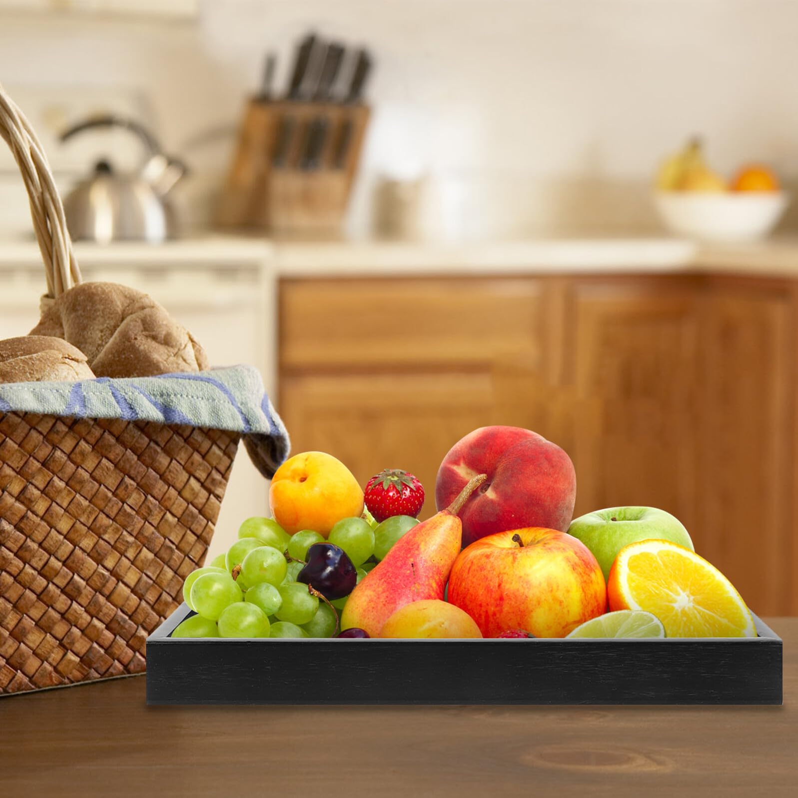 Bandeja de Madera Asa para Servir Aperitivos Bandeja para Guardar Frutas Cocina o Sala de Estar para Mesa de Centro