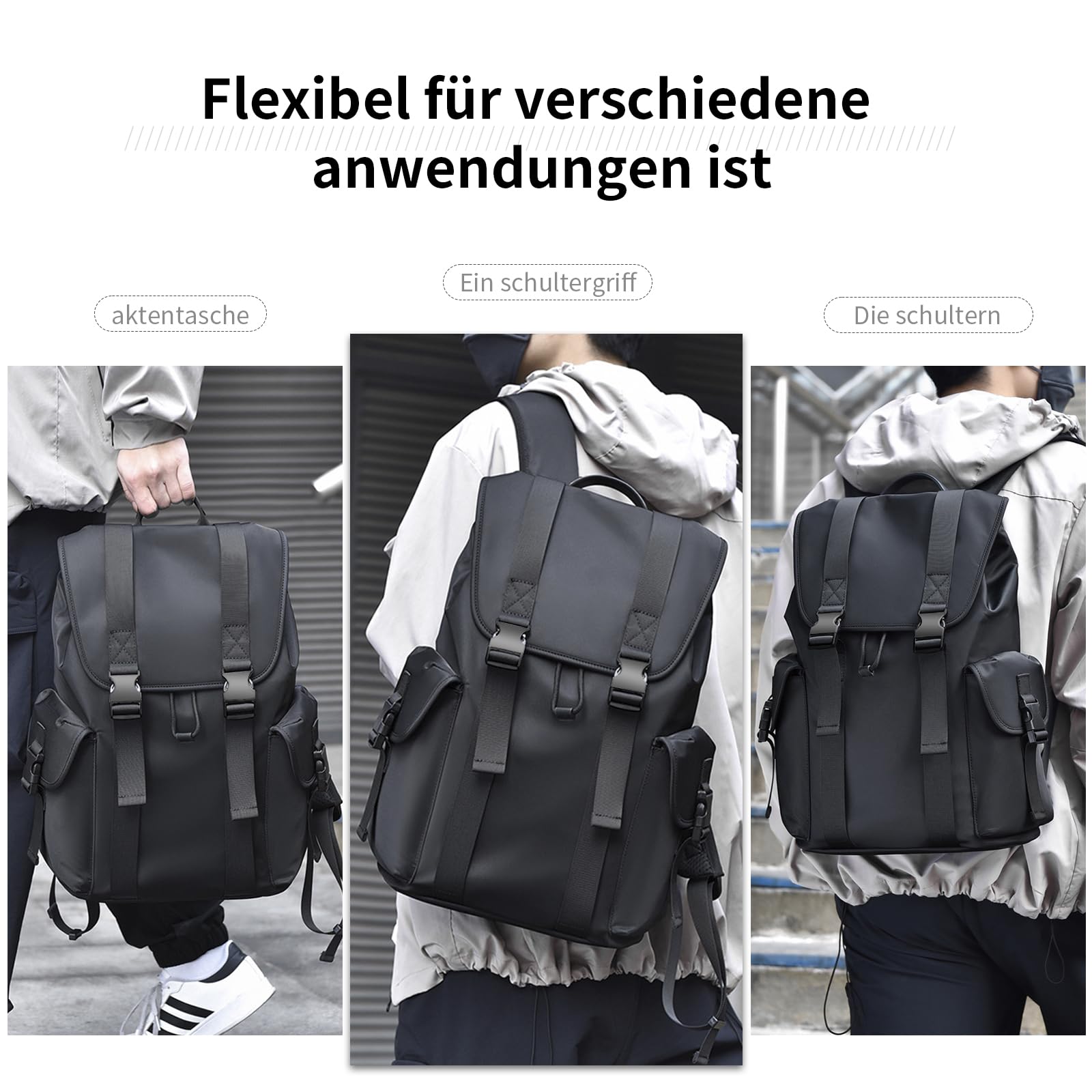 Vintage Rucksack Damen Herren 17.3 Zoll Laptop Rucksack Wasserdicht Schulrucksack Teenager Mädchen Schultasche Jungen Backpack Women Casual Daypacks für Uni Schule Reise Arbeit Schwarz