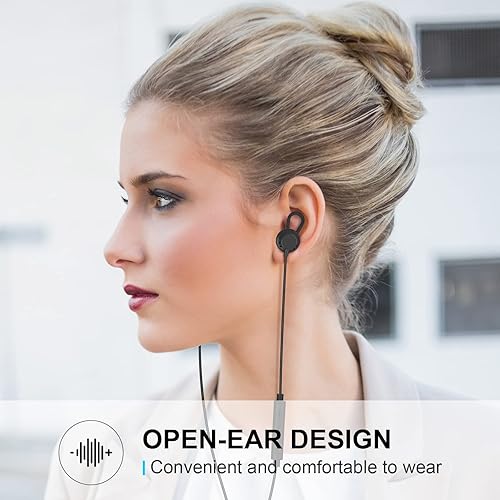 Miniatura 2 de TJ-05B Auriculares deportivos de oreja abierta con cable con micrófono, auriculares Jack de 0.138 in para trabajo, música, juegos, reproductor de