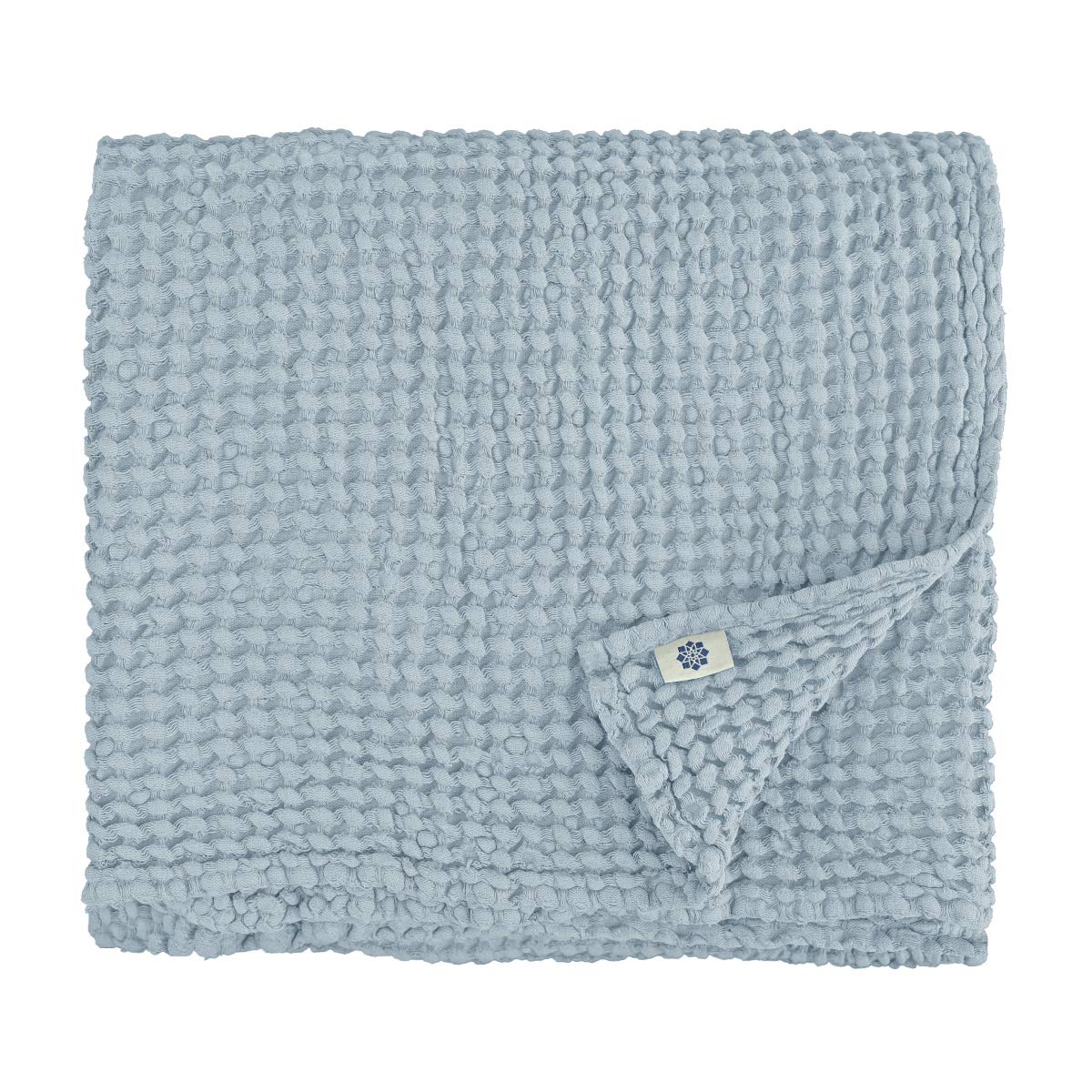 Linen & Cotton Drap Serviette de Bain Gaufré Haute Qualité Ezra -60% Lin, 40% Coton, Bleu Clair (80 x 100 cm) Serviette d'Invité Essuie Mains Serviettes de Toilette Douche Pour Femme Homme Enfant Bébé
