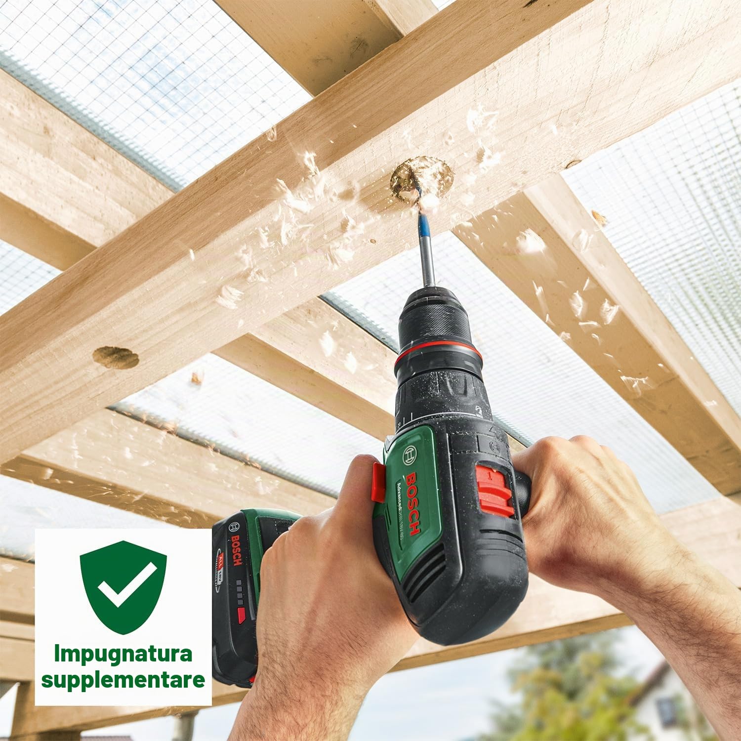 Bosch trapano avvitatore a batt. AdvancedDrill 18V-80 (foratura/avvitamento; 18V; 78Nm; mandrino metallo 13mm; portabit magnetico; impugnatura suppl.; batteria e caricabatt.)