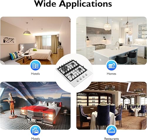 Miniatura 7 de Placa de cocina de gas de 4 quemadores, convertible de GN/LPG, cocina de gas de acero inoxidable de 24 pulgadas con protección de termopar