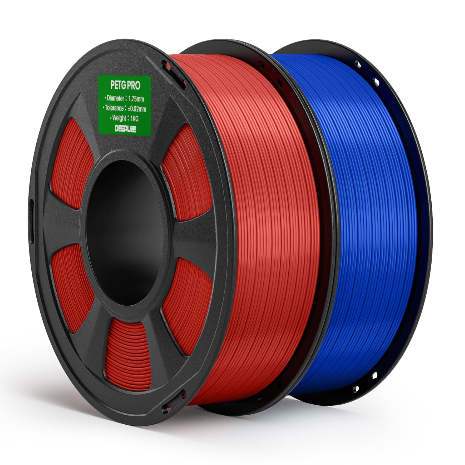 DEEPLEE PETG PRO Filament 1.75mm Rot 1KG Blau 1KG, 1,75 mm PETG 3D Drucker Filament, Verbesserte Zähigkeit und Wetterbeständigkeit, Geeignet für die meisten FDM 3D Drucker