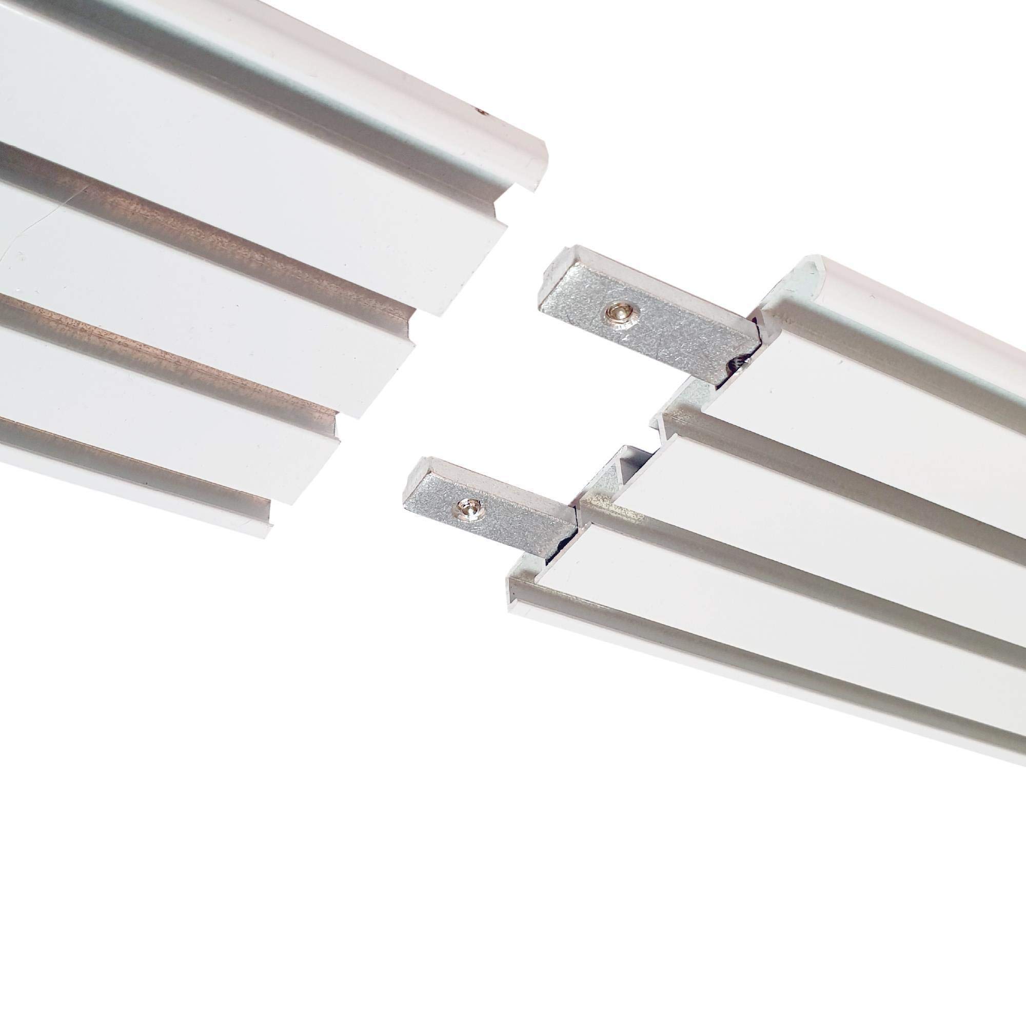 Vorhangschiene Aluminium - Weiß "4 Lauf" 240cm (2x120cm) - Flache Gardinenschiene (7mm) - inkl. Vorhanggleiter