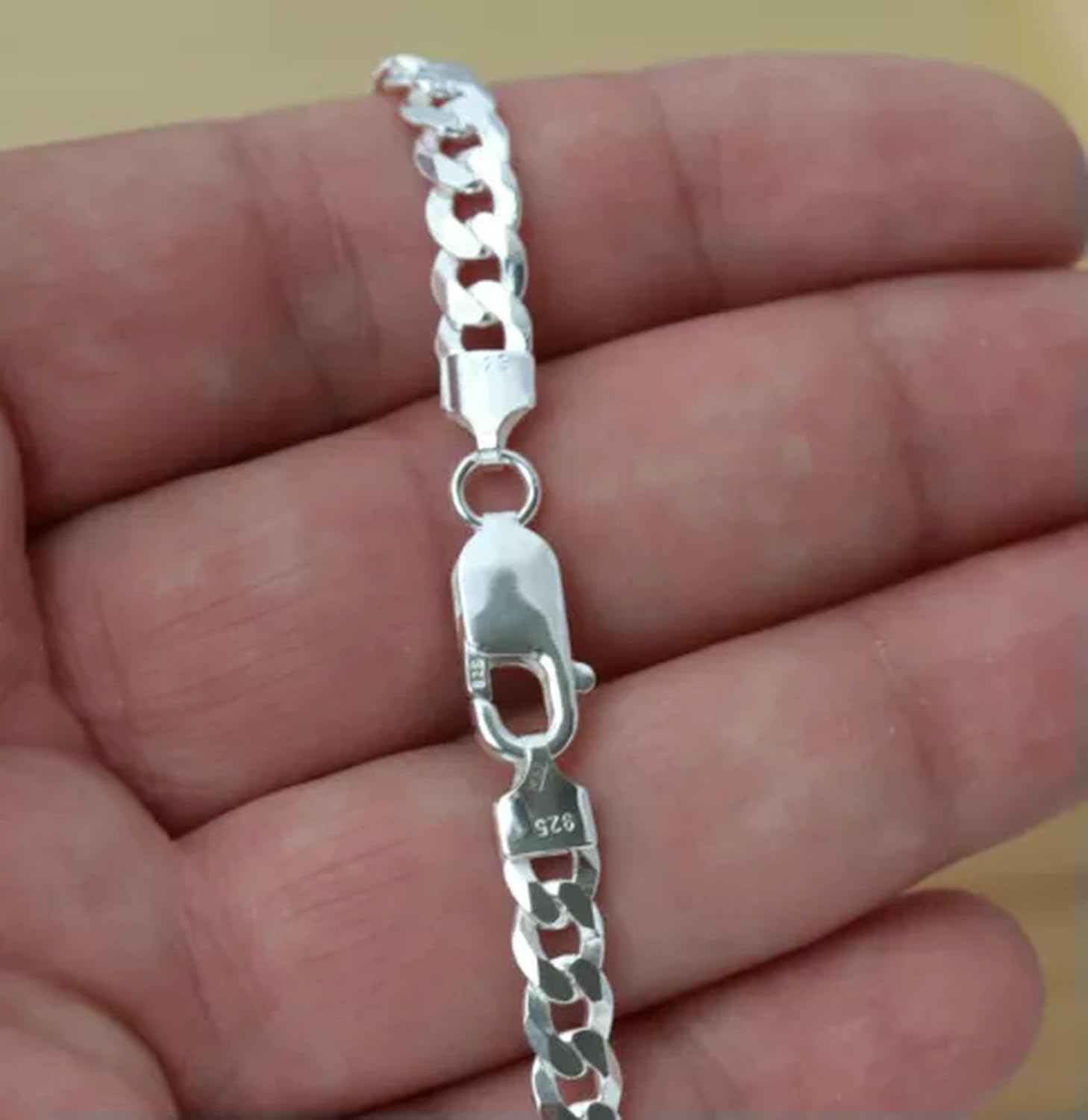 925 Silver 6mm Curb Bracelet Italian Made Various Length UK ed-7.5 Inch (19cm)