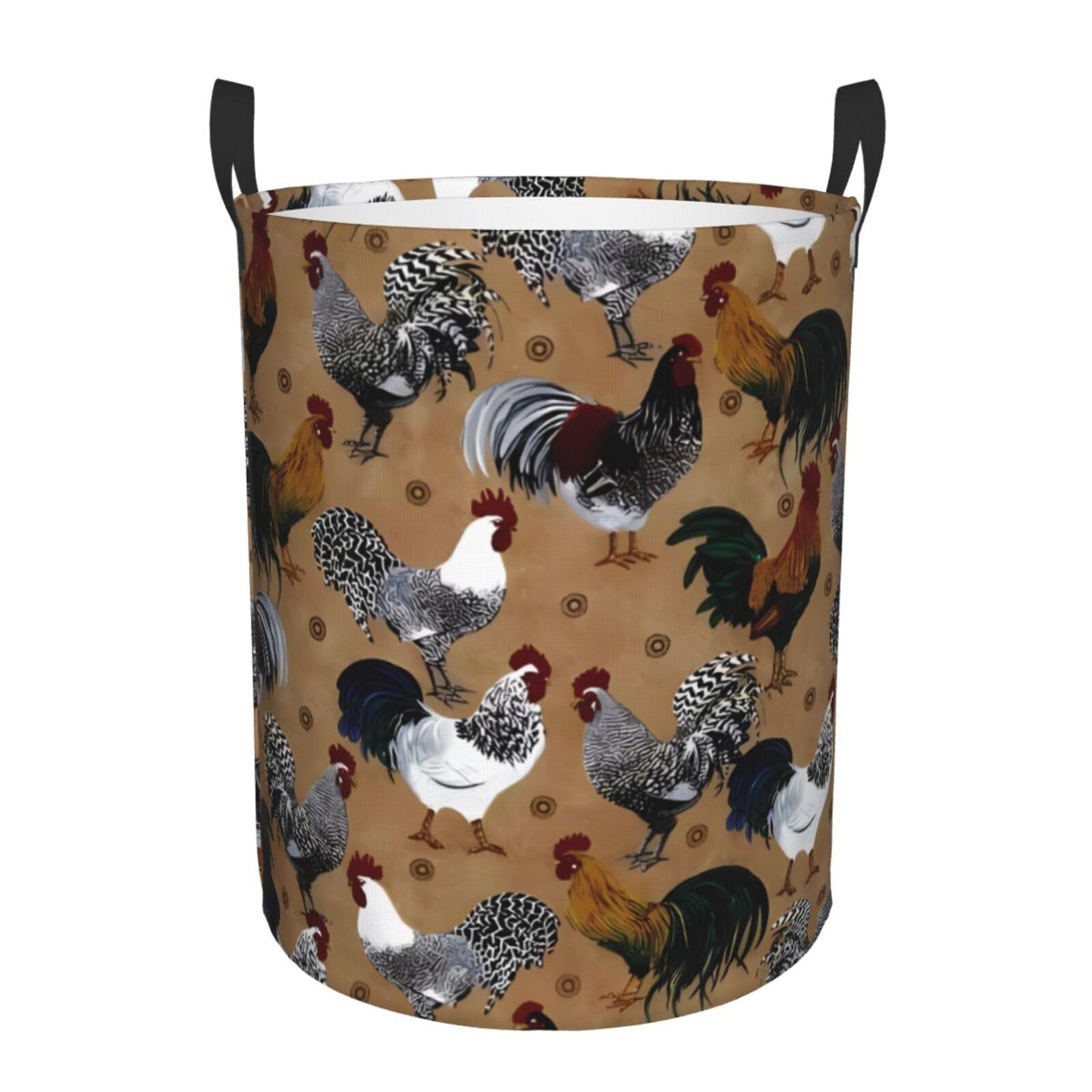 S Circular Hamper Rooster and Chicken Print Print Storage Basket for Home