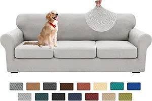 XINEAGE 2025 New 4 Pieces Extra Large Couch Covers for 3 Cushion Sofa Super Stretch Sofa Cover for 3 Large Seat Cushion Universal Slip Cover for Living Room (Silver Grey), 91"-110"(3 Cushions)