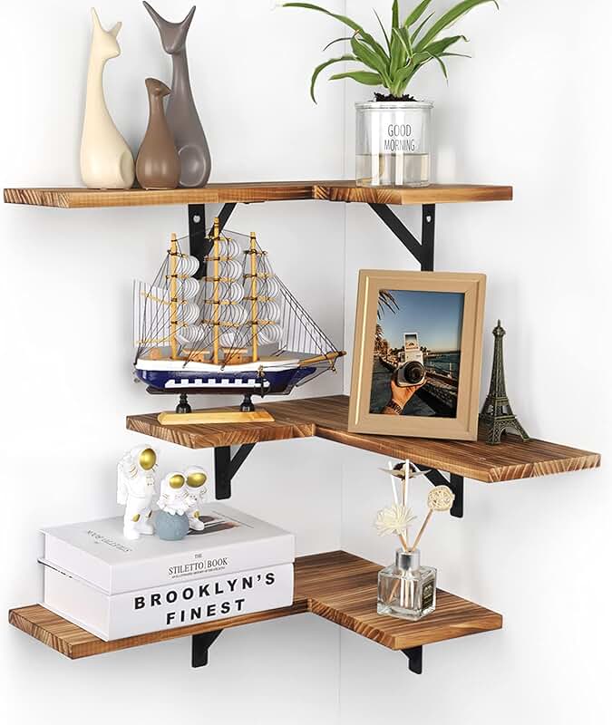 wood corner wall shelves