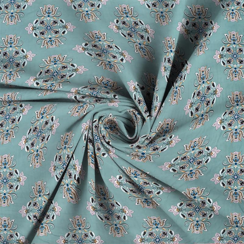 Image of la' amour Cotton Flat Double Bedsheets with 2 King Size Pillow Covers | Double Bed Breathable | Wrinklefree | Ultrasoft 180-220 tc Supersoft Floral | 90x90 Inches, Sky Blue