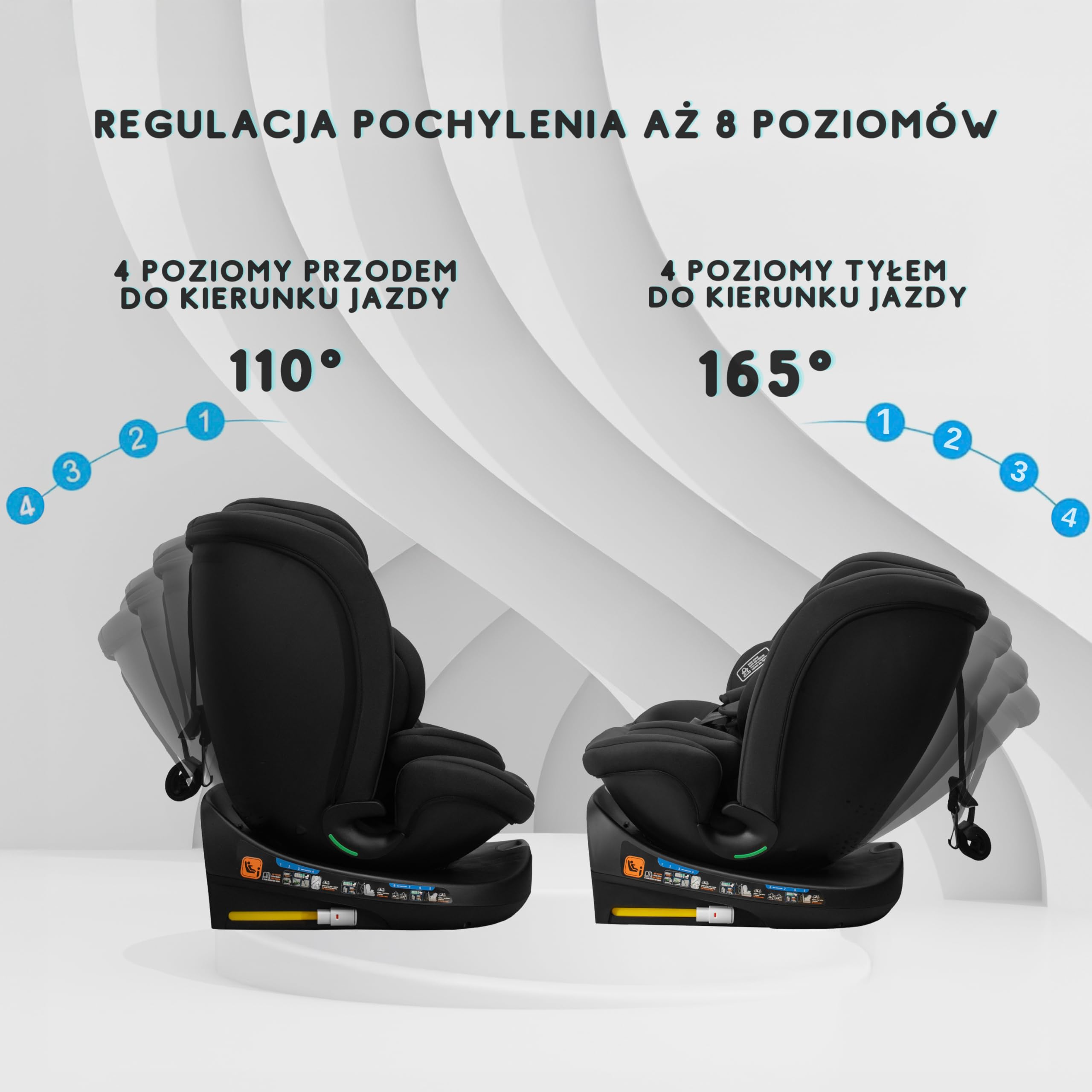 Fotelik samochodowy dla dzieci 0-36 kg – i-Size 40-150 cm, ISOFIX z bazą obrotową 360° – RWF/FWF, regulacja zagłówka i nachylenia – Memory Foam, dla dzieci od 0 do 12 lat