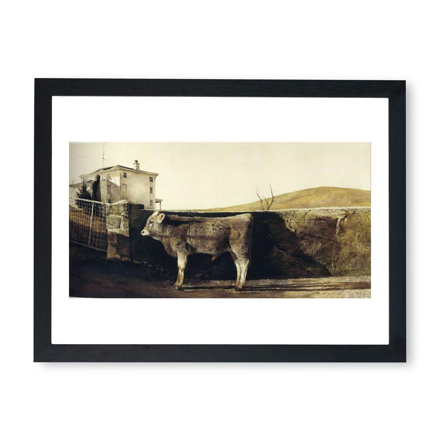 Andrew Wyeth Young Bull tableau encadré grand format pour décorer une chambre épurée