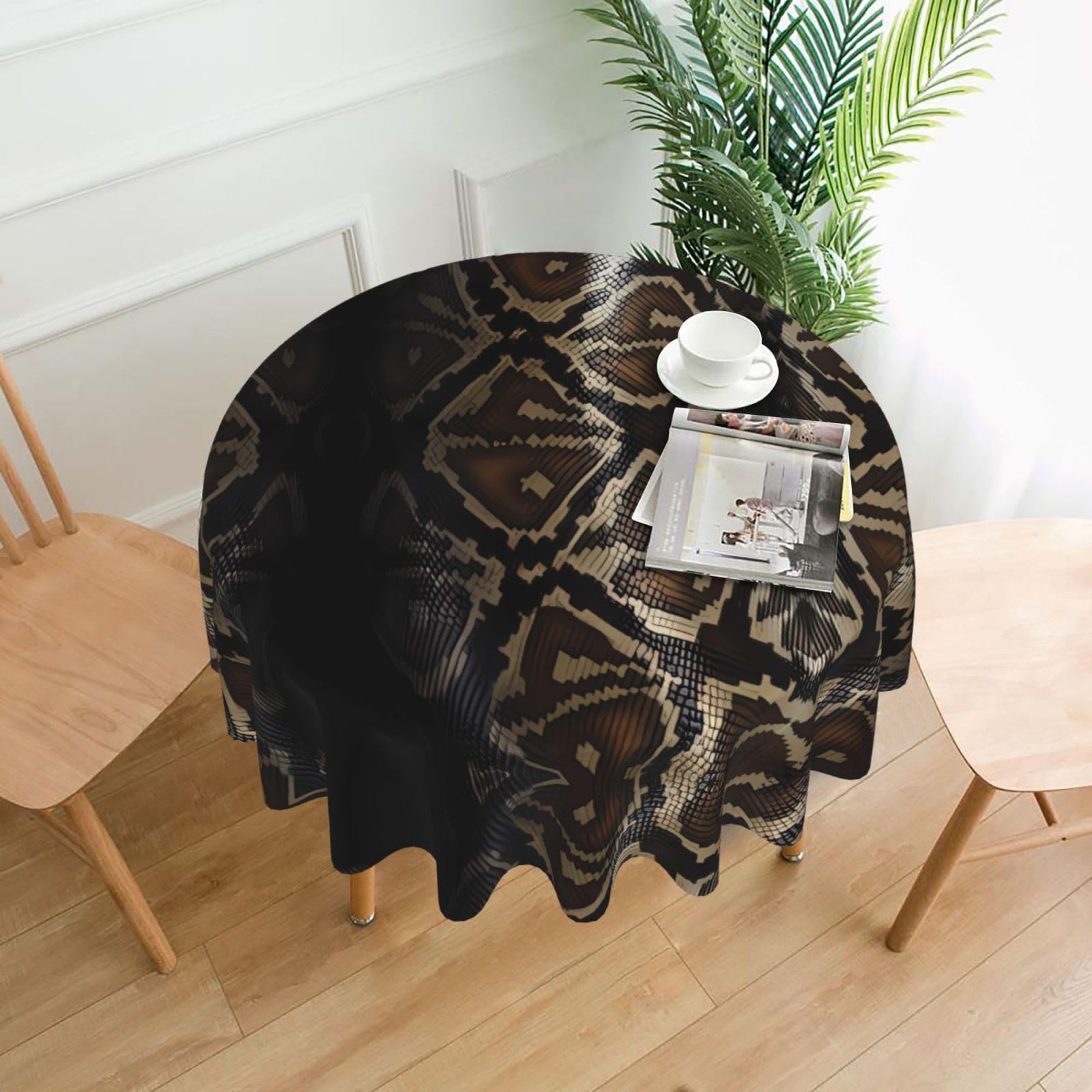 ZHAOUR Big Snake Skin Print Round Washable Tablecloth – Table Cover
