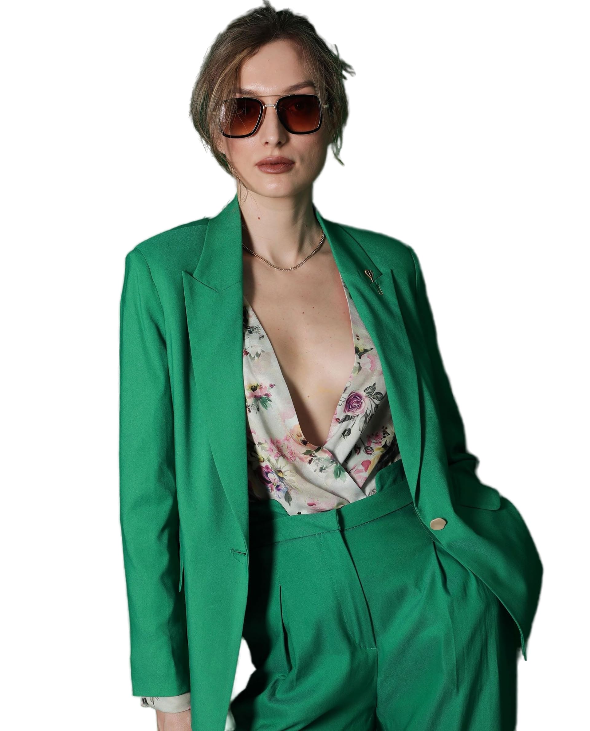 rareism Tailored Solid Pink Polyester Notch Lapel Long Sleeve Blazer-picture-33