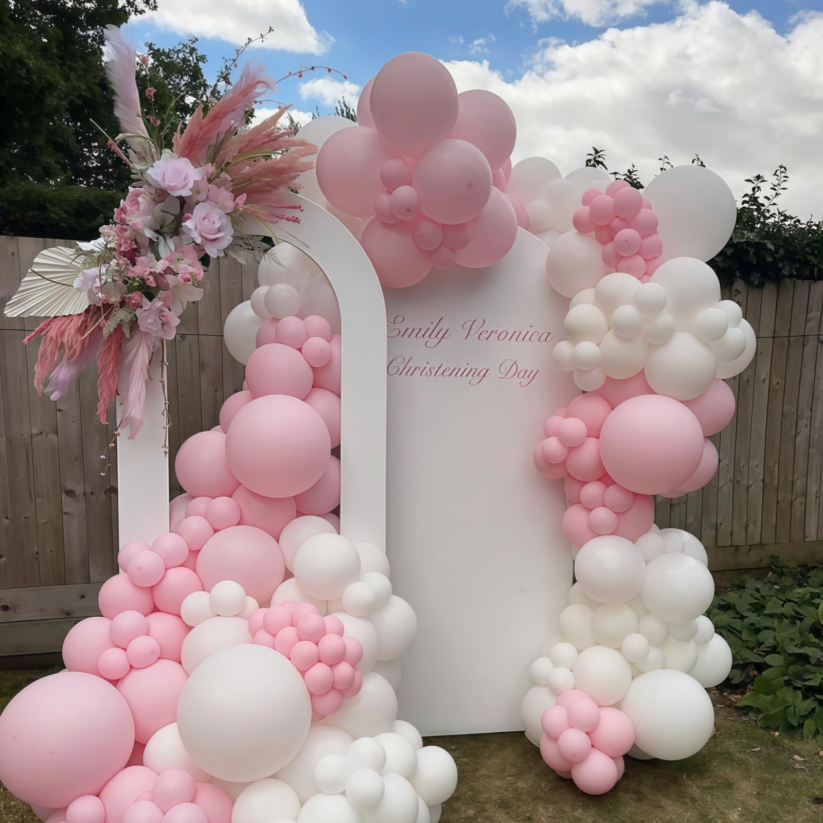 Różowe i białe balony, pastelowy różowy perłowy jasny biały przezroczysty balon z podwójnym wypchanym balonem lateksowym dla kobiet, przyjęcie urodzinowe, rocznicę ślubu, dekoracja baby shower, 50 szt