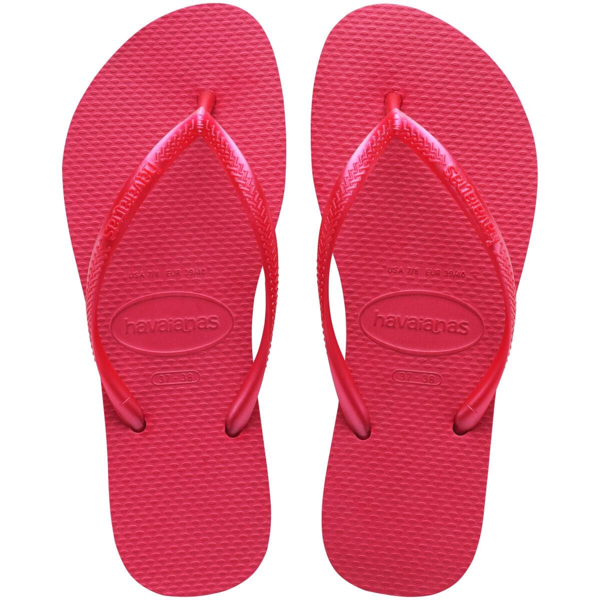 Havaianas Women's Slim Flip Flops - Spring And Summer Pool Sandals for Women - Pink Fever, 7/8