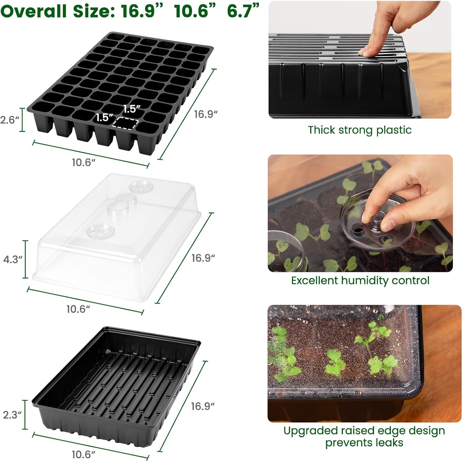 SOLIGT 60 Cell Seed Starter Kit with Grow Light and Heat Mat, Seed Starter Tray with Higher 4.3” Humidity Dome, 4/8/12/18H Timer, Flexible Light for Indoor Seed Starting & Seedling - Image 4