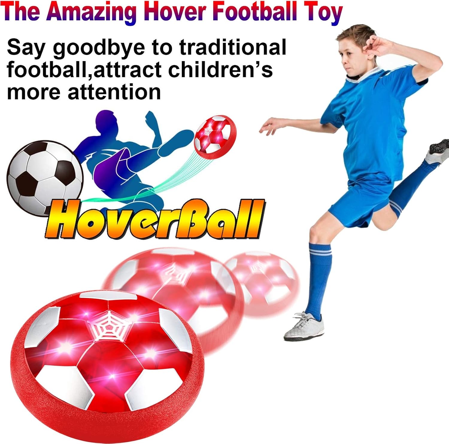 Camlinbo Kids Soccer Toys, Rechargeable Hover Soccer Ball Air Floating Soccer for Boy Girl Age 3-12 LED Light Up Toy Foam Bumper Xmas Indoor Outdoor Game for Kids Toddler : Toys & Games
