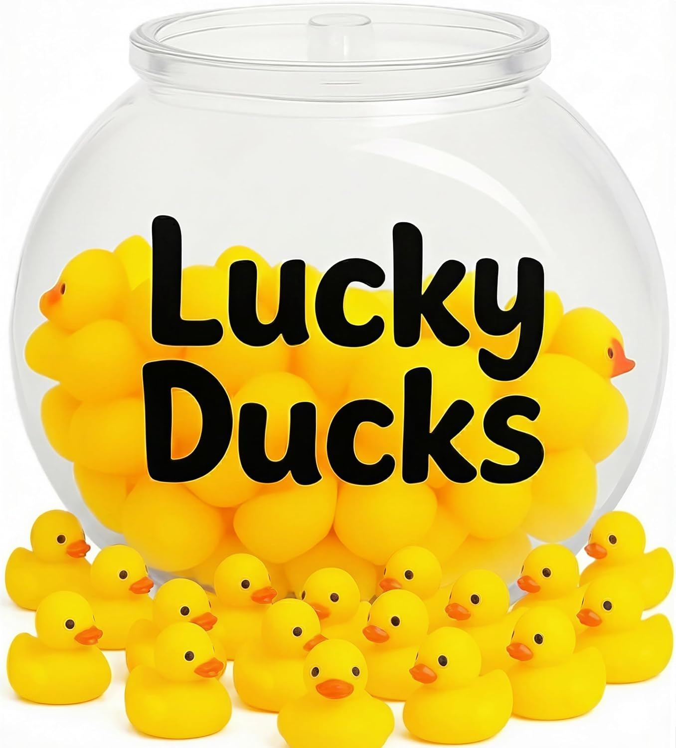Lucky Ducks with Jar - Classroom Management Tools - Mini Rubber Duck Rewards for Teachers - Classroom Decor - Behavior Management Tools - Back to School Supplies