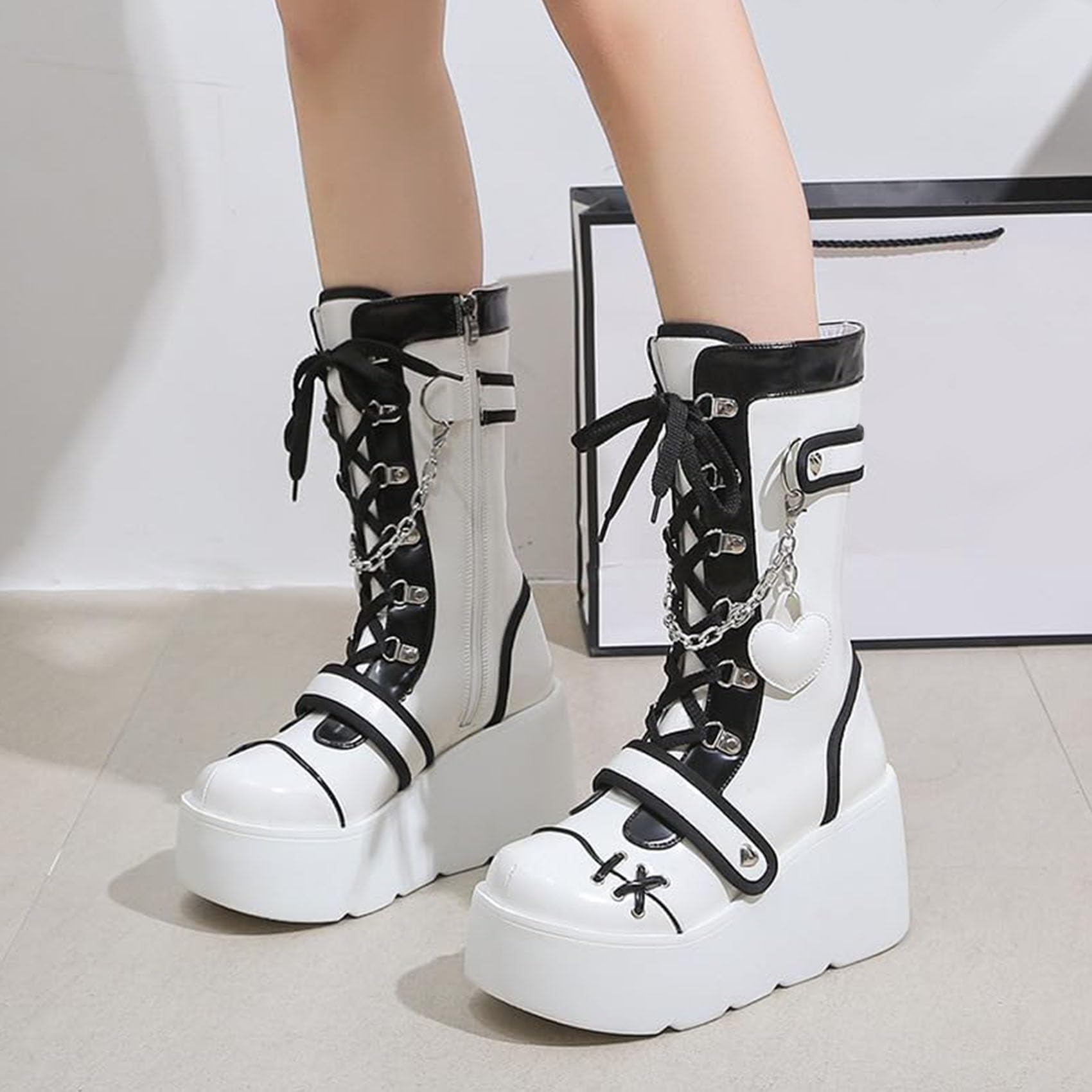 High Heel Women's Lace Up Wedge Booties Crzidha Ankle Boots
