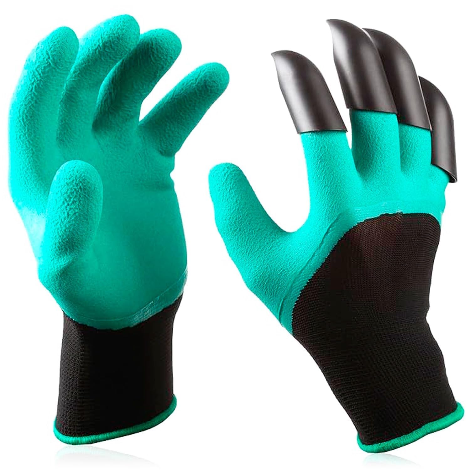 Garden Gloves Heavy Duty Farming Washable with Right Hand Fingertips ABS Claws for Digging and Gardening Free Size, Green Acrylonitrile Butadiene Styrene for Planting Digging (Pair of 1)-image-45