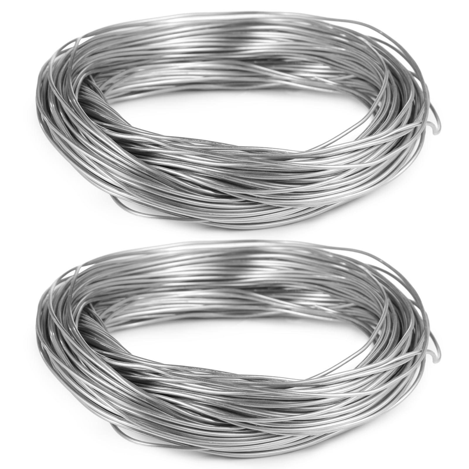 2 Rollen Aluminiumdraht, 118 Fuß Länge, 0,08 Zoll Drahtdurchmesser, biegsamer Metalldraht für Gartenbau, Skulpturen, Puppen, Floristik, Schmuckherstellung, Weben und DIY Bastelarbeiten