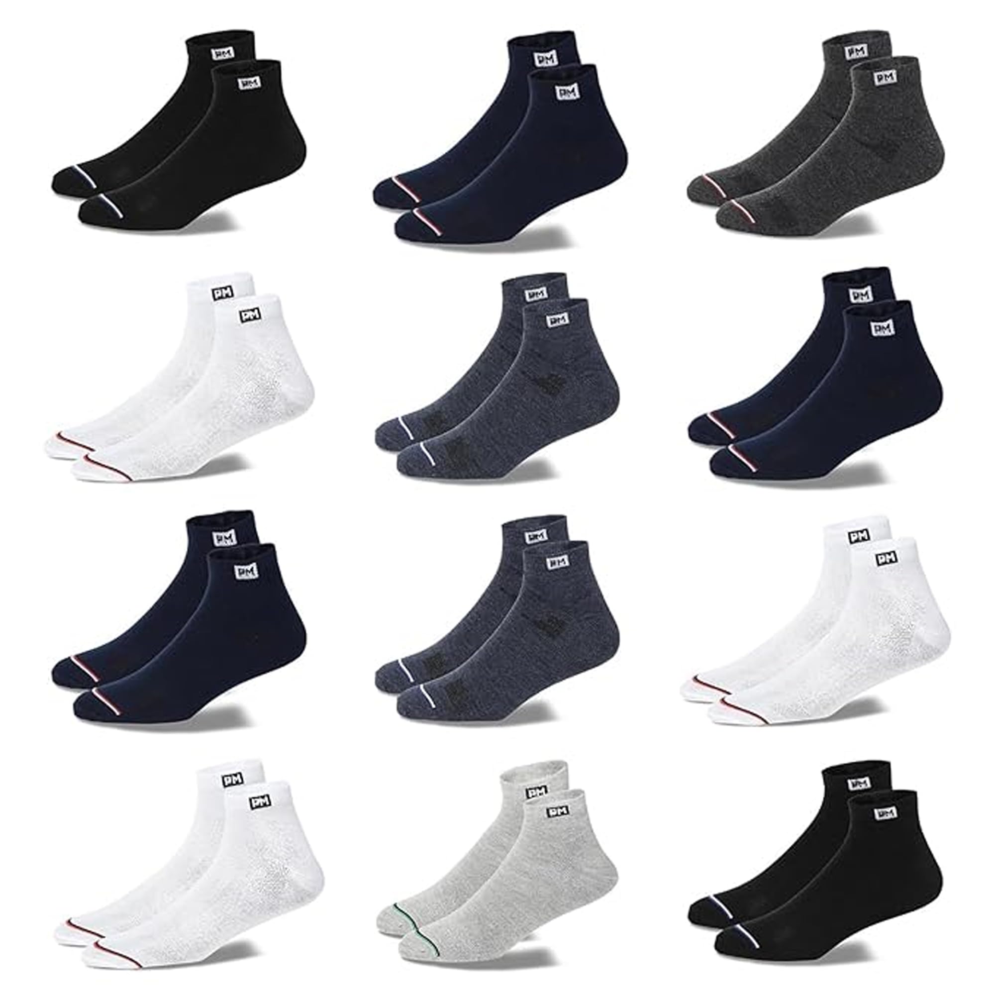 jemox 12 Pairs Solid Cotton Ankle Length Socks for Men & Women, Multicolor, Breathable & Comfortable, Durable Design for Everyday Wear, Perfect Fit for All Foot Sizes-picture-28