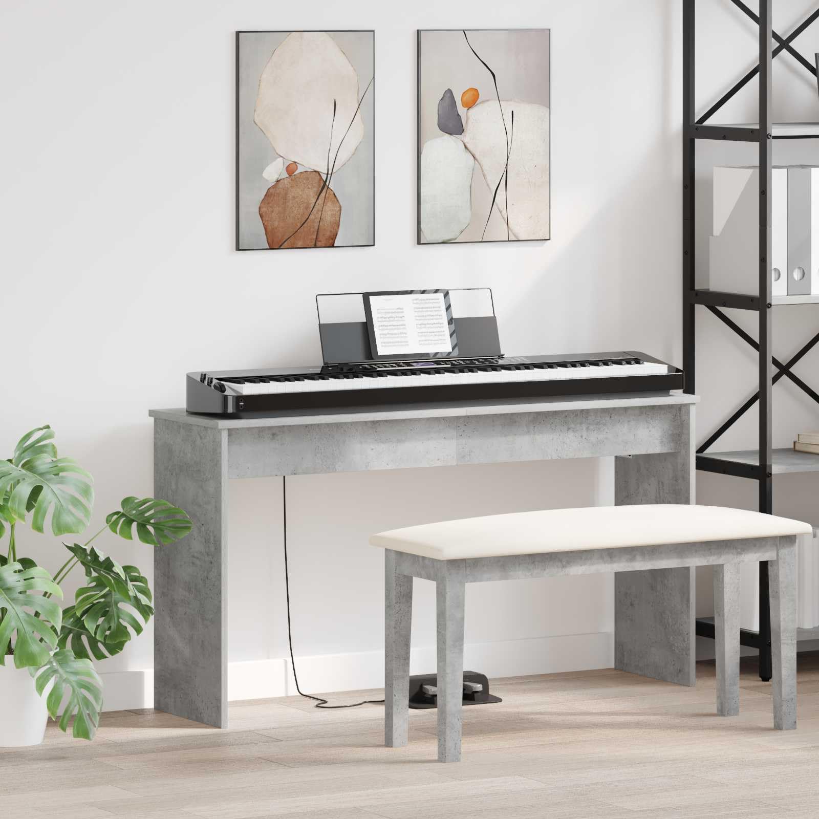 Genérico Soporte para Teclado Gris Concreto 120 x 32 x 64 cm,Hobbies y Artes Creativas,Accesorios para Instrumentos Musicales y de Orquesta,Accesorios para teclados,Soportes para teclados,899490