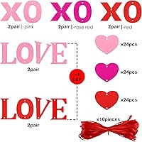 Vista 3 de Boao 100 guirnaldas colgantes de corazón de fieltro de San Valentín con 10 cuerdas para decoración de San Valentín para aniversario de bricolaje