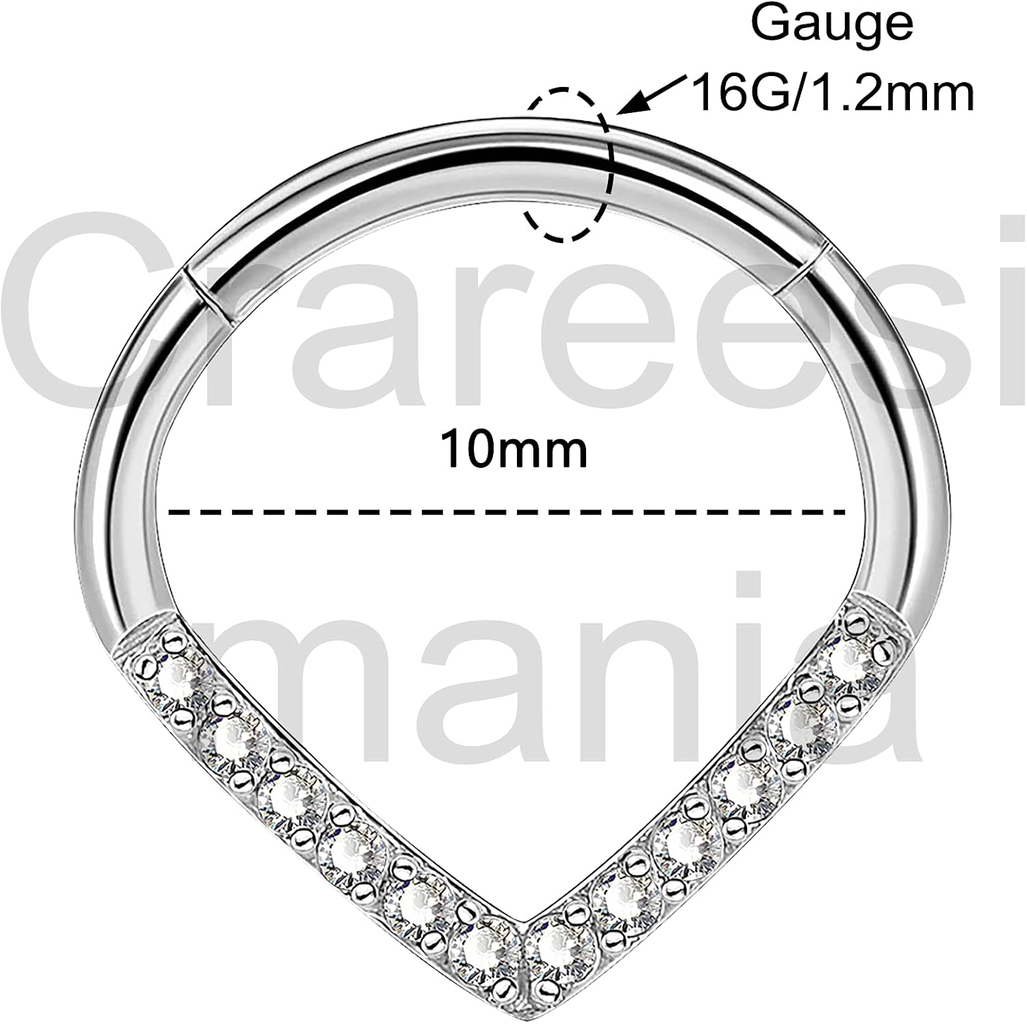 CM Crareesi Mania Teardrop Daith Earrings Hoop Hinged Clicker Rings 16G Helix Cartilage Earrings Hoop 316L Stainless Steel CZ Helix Tragus Daith Septum Clicker Jewelry