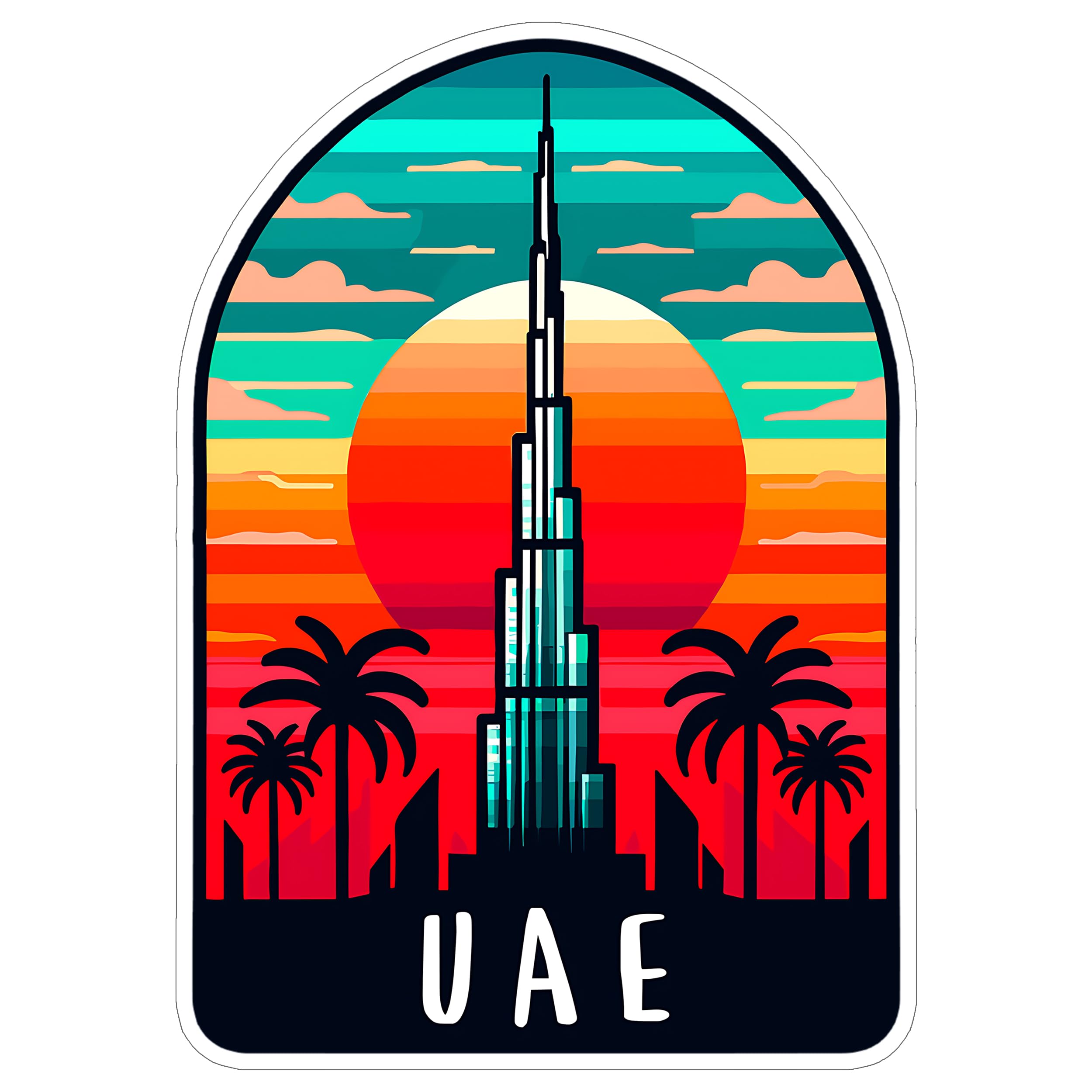 United Arab Emirates UAE Sticker 4 Inch City Travel Souvenir Destination - Waterproof Vinyl Decal for Laptop Water Bottle Car Tumbler - Durable Aesthetic Long-Lasting Stickers for Adults ID44990