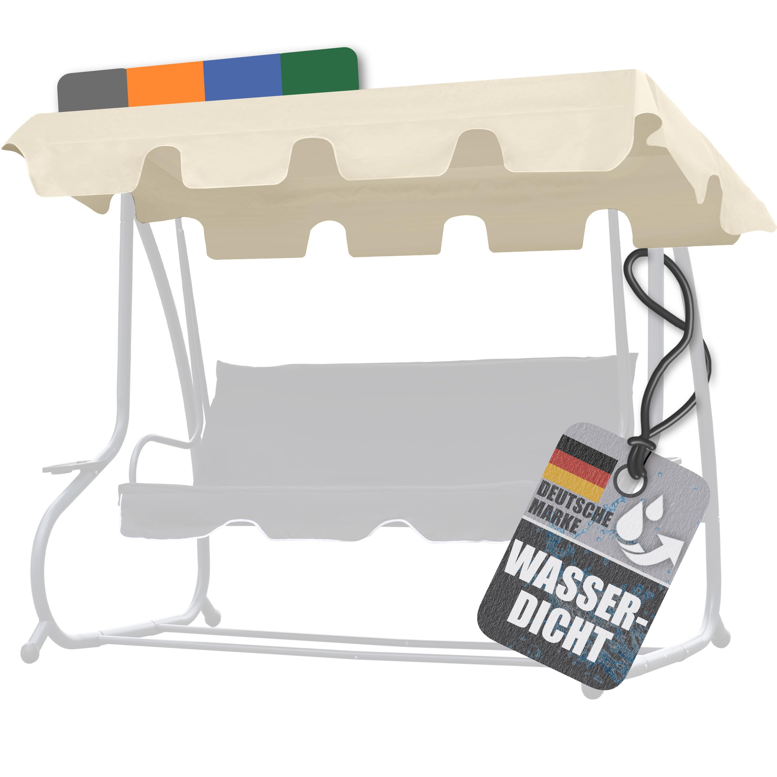 Ersatzdach für Hollywoodschaukel mit Volant - Dach Sonnendach für 2-Sitzer und 3-Sitzer, beige