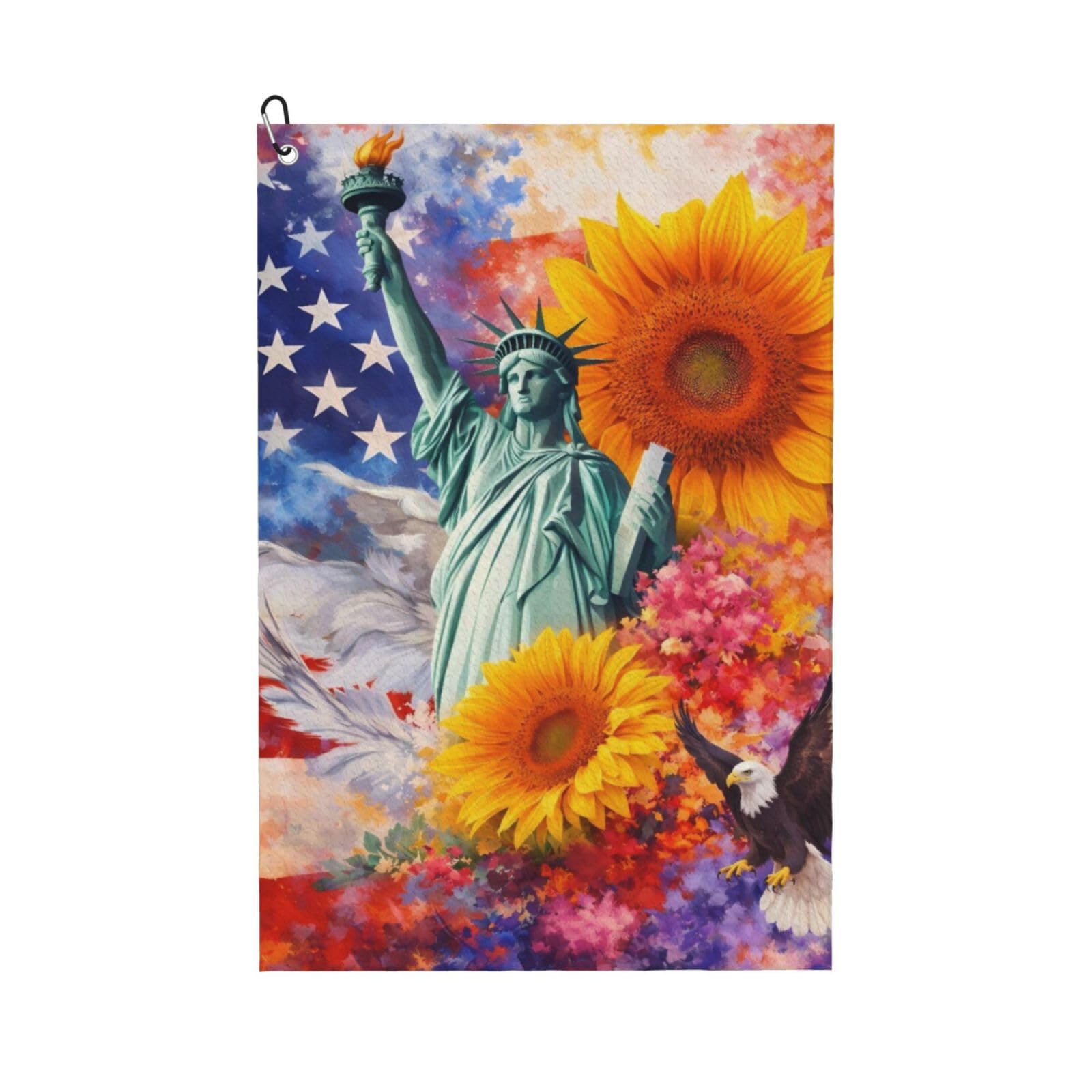 BSDFGSDD US Flag Eagles Sunflowers Watercolor Golf Towel 24 x 16 inches