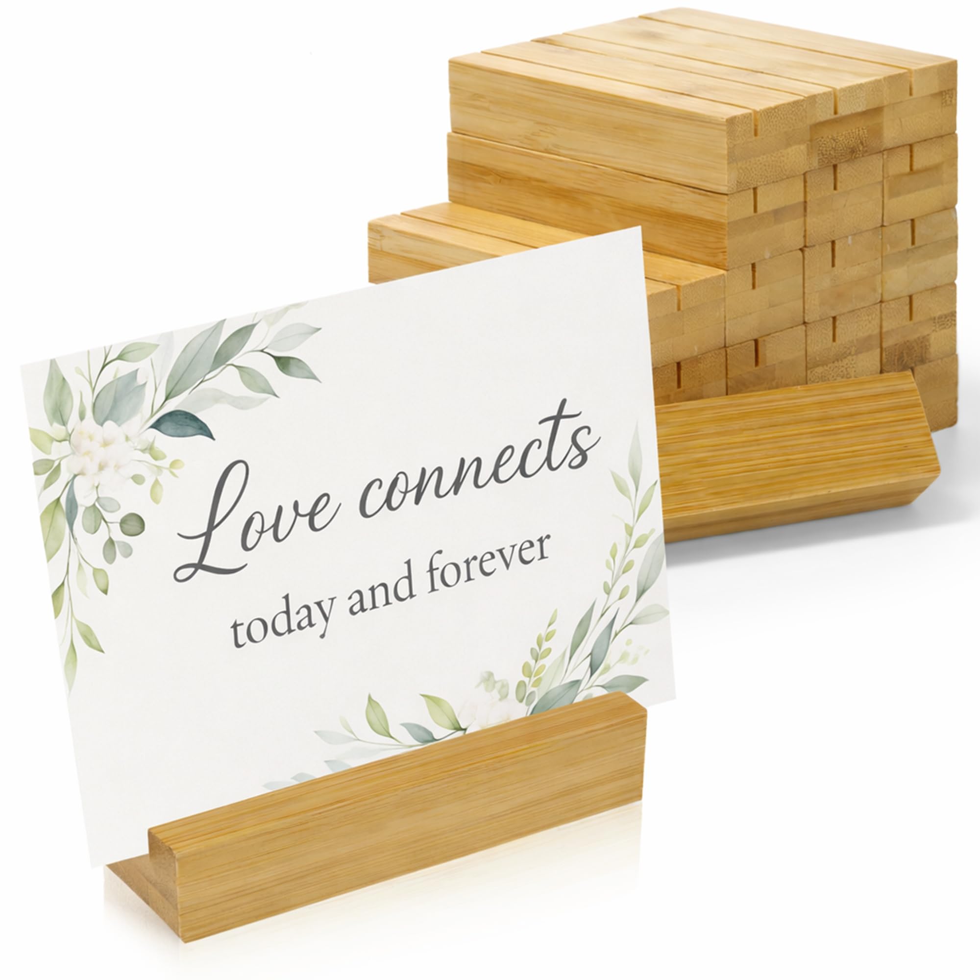 Ecence Wood 20Pcs En Place Card Holders, Table Number Card Stand For Weddings, Postcard Holder, Menu Card Holder, Picture Photo Card Holder