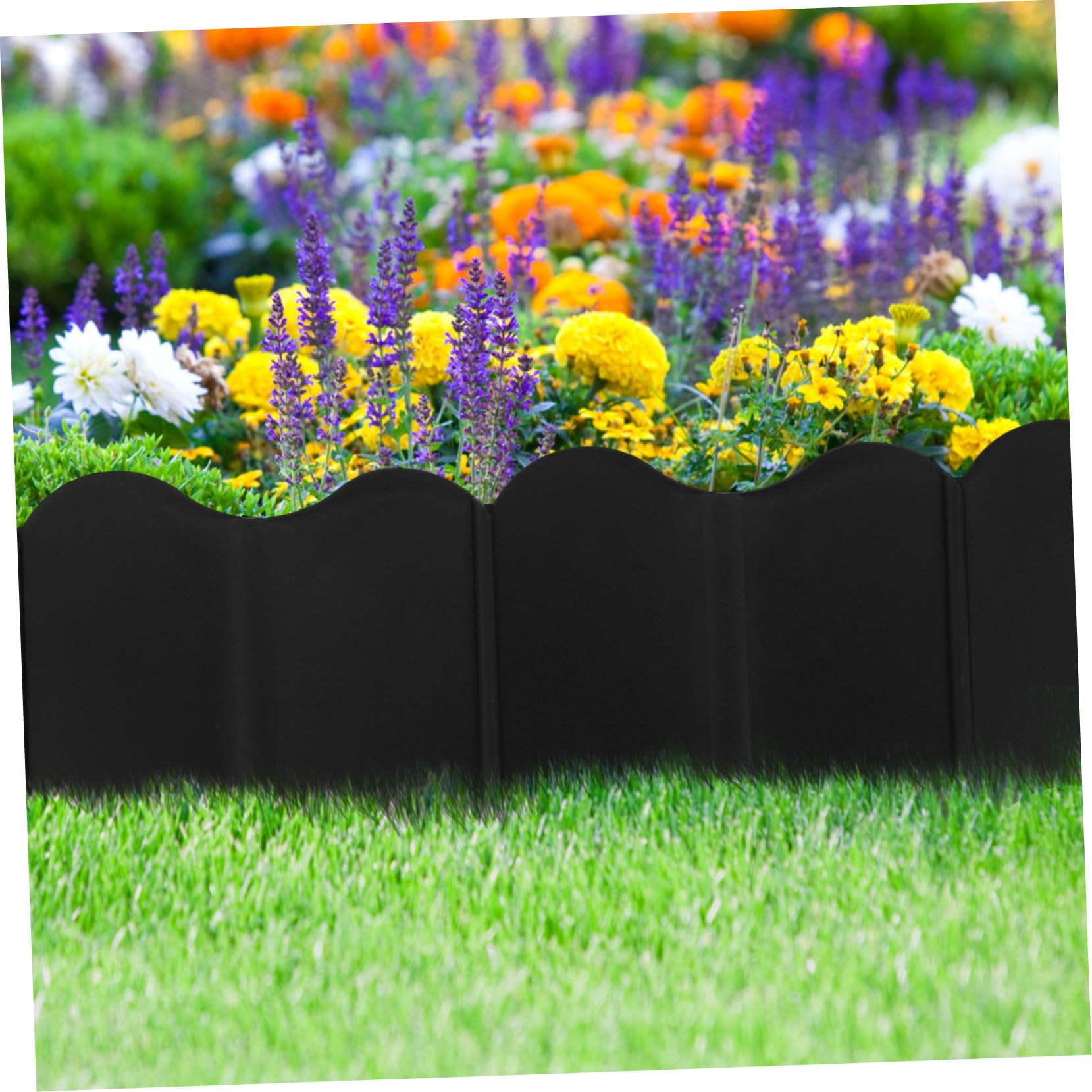 Borde de plástico negro entrelazado para valla de jardín, material de polipropileno resistente a la intemperie para una fácil instalación, perfecto para paisajismo de patios y macizos de flores