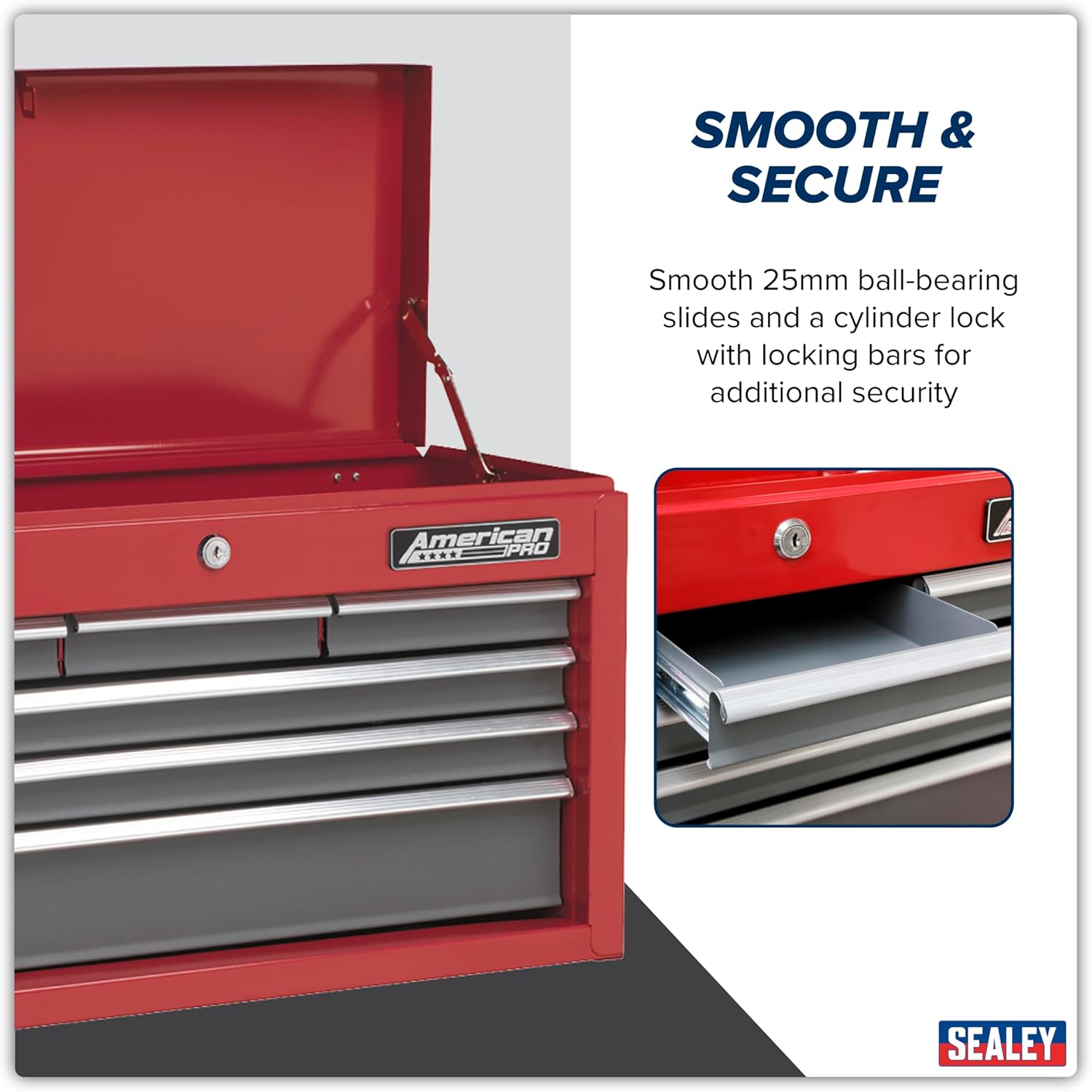 Sealey AP2201BB Topchest 6 Drawer with Ball Bearing Slides - Red/Grey
