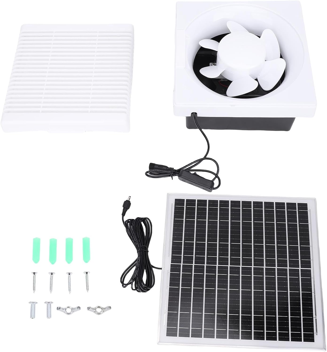 AUNMAS Solar Panel Ventilation Fan Kit, Solar Powered Exhaust Fan for Chicken Coops, Greenhouses Sheds Pet Houses