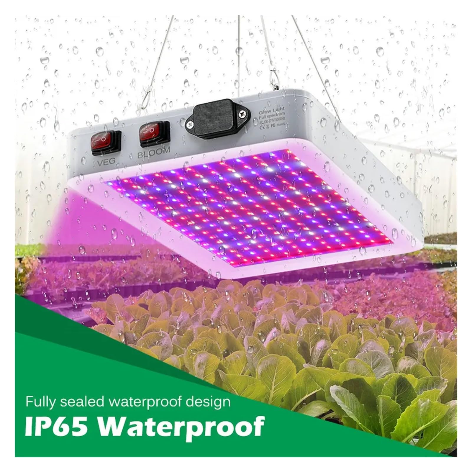 Lampada LED for la crescita delle piante da interno, 1000W, impermeabile, a spettro completo, con interruttore a 2 modalità, for serra Illuminatore orticolo(216LED)