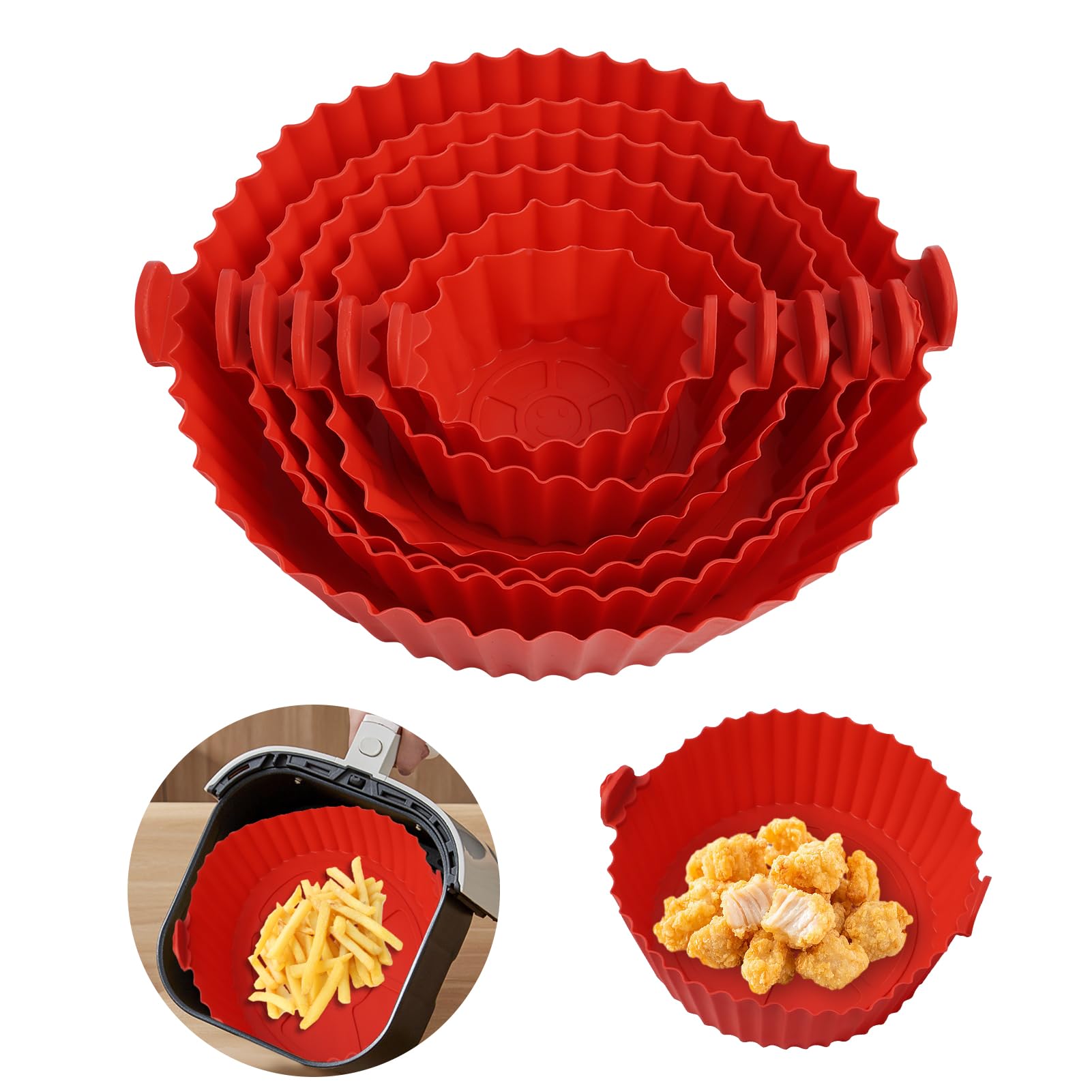 6 Moules Silicone Pour Air Fryer - Réutilisables Et Antiadhésifs (Rose)